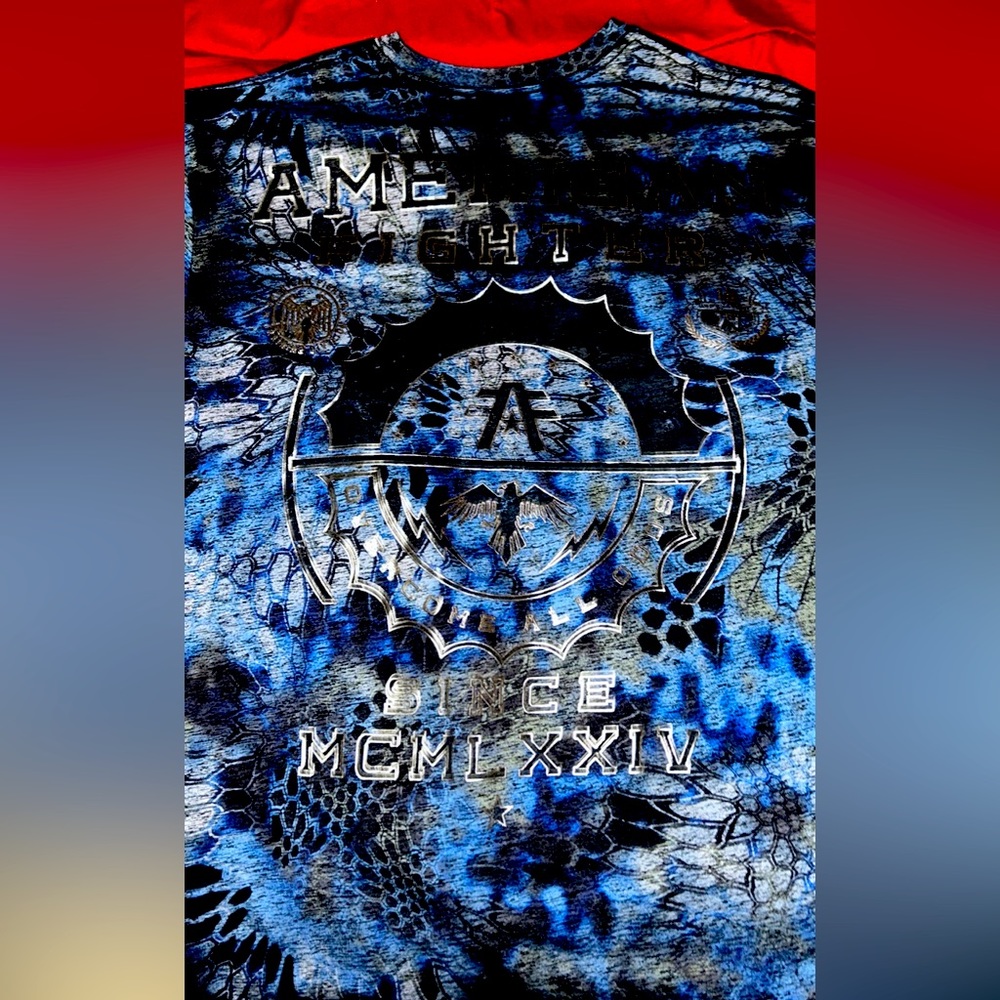 American Fighter shirt blue and silver size XL